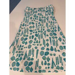 Lilly Pulitzer Strapless Seashell Print White & Turquoise Summer Dress M
